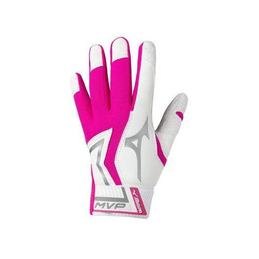 New Mizuno Youth White/Pink MVP Batting Gloves T-Ball