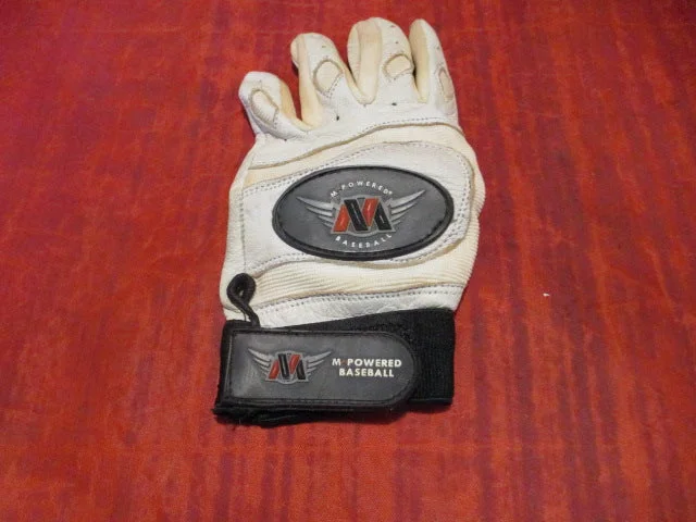 Used m Powered Baseball Batting Glove White Youth Size Medium