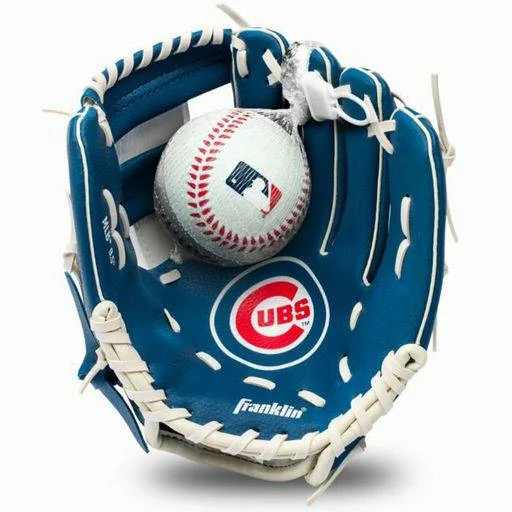 New Franklin MLB D-Cubs 9.5" Glove and Ball Set