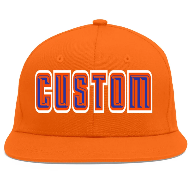 Custom Orange Royal-Orange Flat Eaves Sport Baseball Cap