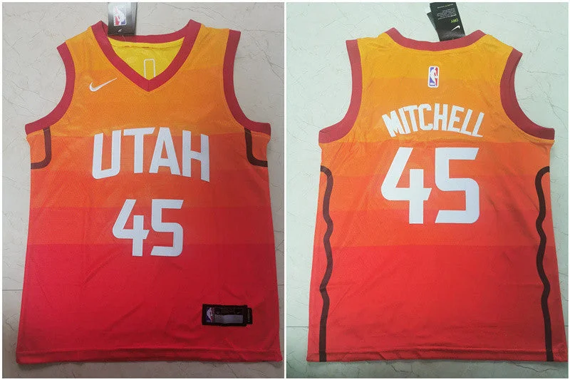 Jazz 45 Donovan Mitchell Multi Color Youth City Edition Swingman Basketball Jersey