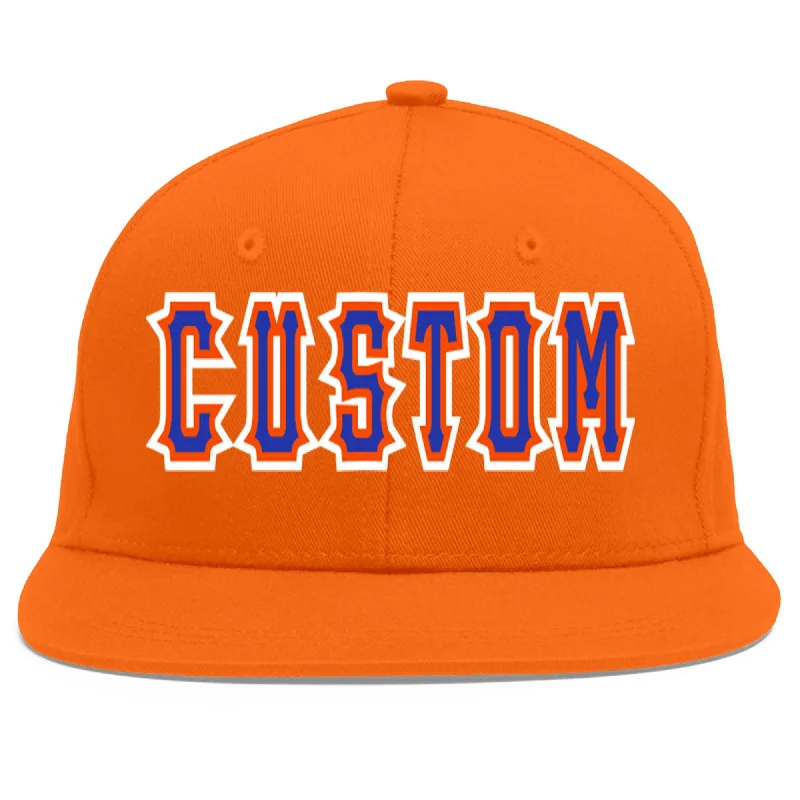 Custom Orange Royal-Orange Flat Eaves Sport Baseball Cap