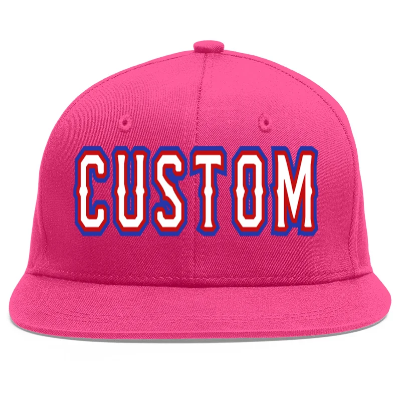 Custom Rose Red White-Red Flat Eaves Sport Baseball Cap