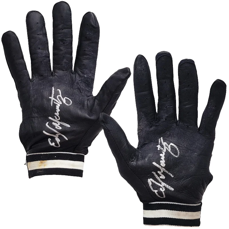 Edgar Martinez Autographed Franklin Game Used Black Batting Gloves Seattle Mariners With Signed Certificate Stock #211908