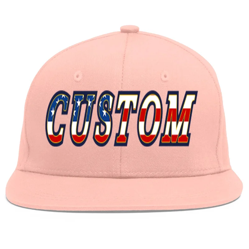 Custom Pink Vintage USA Flag-Gold Flat Eaves Sport Baseball Cap