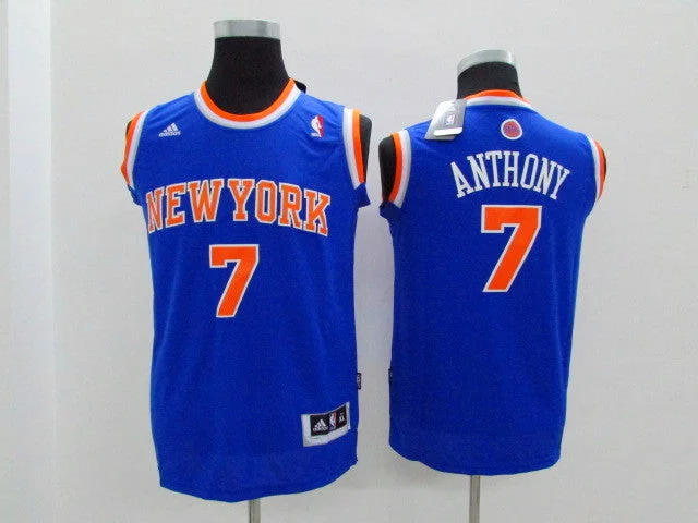 Knicks 7 Anthony Blue Youth Basketball Jersey