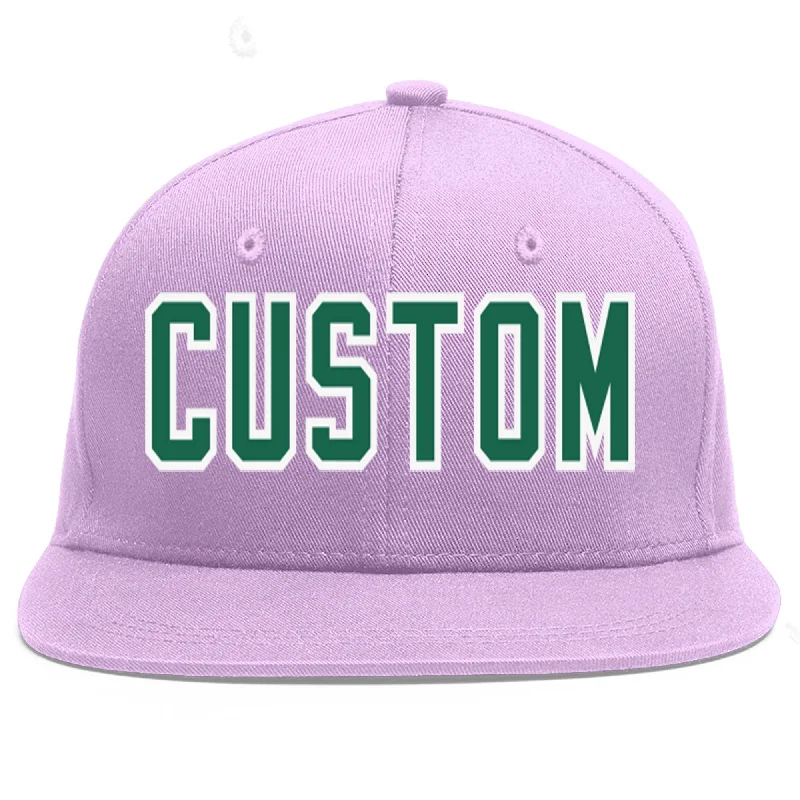 Custom Light Purple Kelly Green-White Flat Eaves Sport Baseball Cap