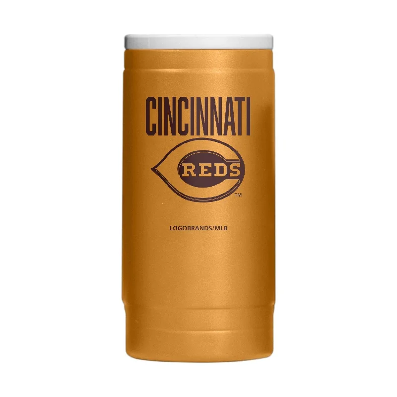 Cincinnati Reds Huddle Powder Coat Slim Can Coolie