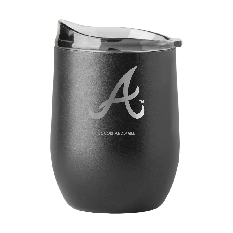 Atlanta Braves 16oz Etch Black Powder Coat Curved Beverage