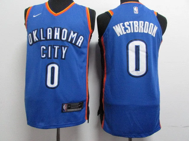 Thunder 0 Russell Westbrook Blue Youth Authentic Basketball Jersey