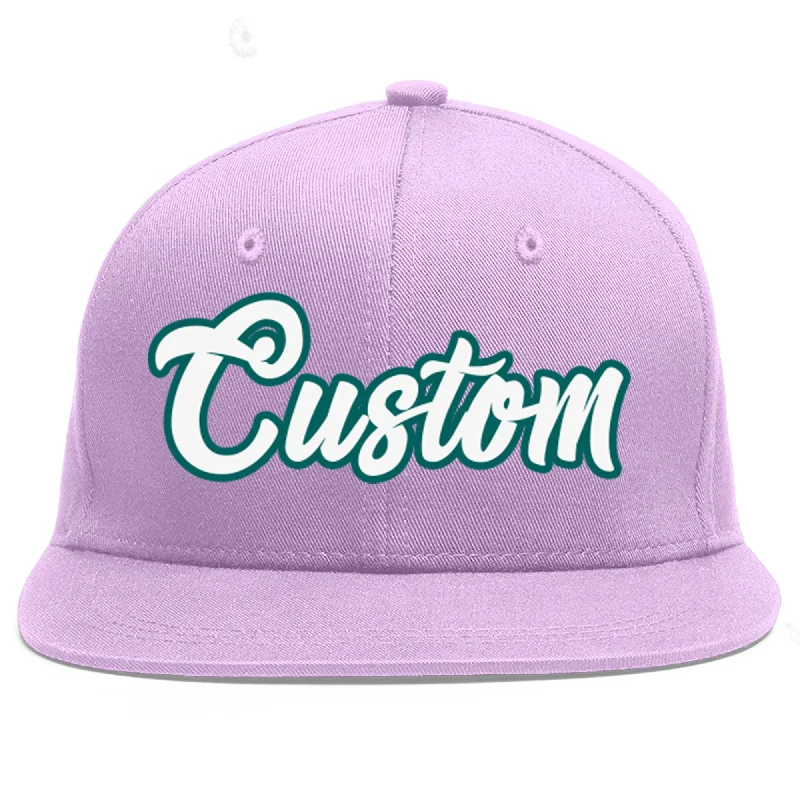 Custom Light Purple White-Aqua Flat Eaves Sport Baseball Cap