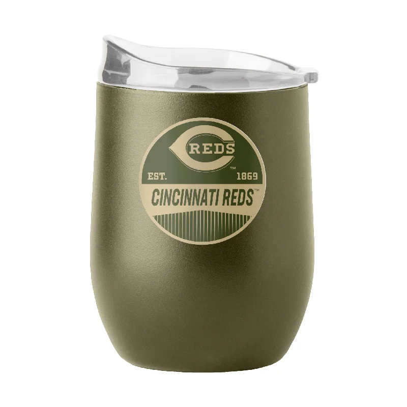 Cincinnati Reds 16oz Badge Powder Coat Curved Beverage