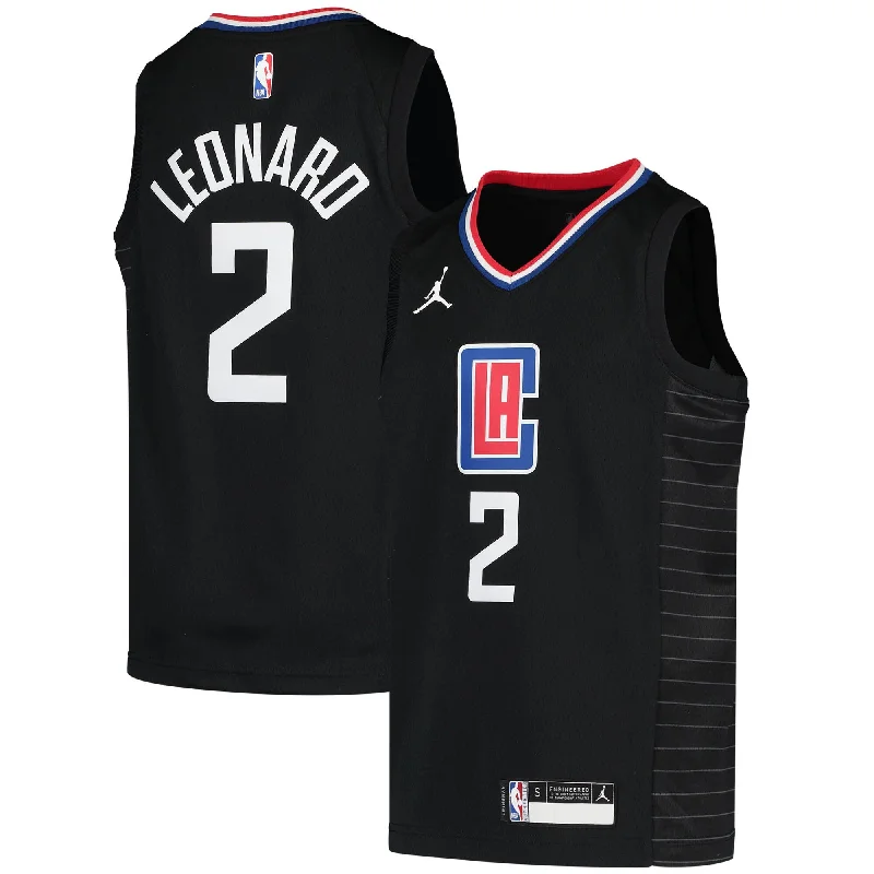 Kawhi Leonard La Clippers Jordan Brand Youth 2020/21 Swingman Player Basketball Jersey - Black - Statement Edition