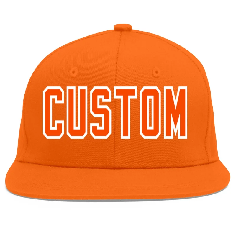 Custom Orange Orange-White Flat Eaves Sport Baseball Cap