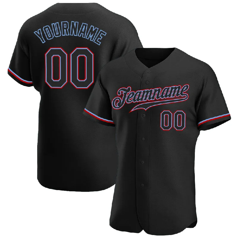 Custom Black Black-Red Authentic Baseball Jersey