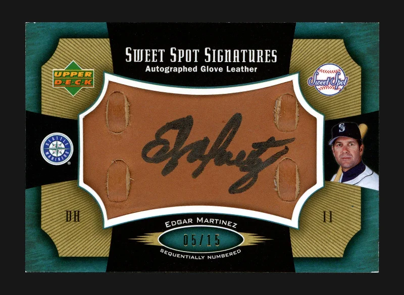 Edgar Martinez Autographed 2005 Upper Deck Sweet Spot Signatures Card #SS-EM Seattle Mariners #5/15 Auto Glove Card SKU #182662