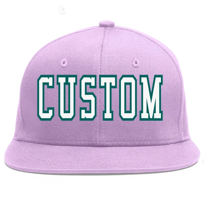 Custom Light Purple White-Aqua Flat Eaves Sport Baseball Cap