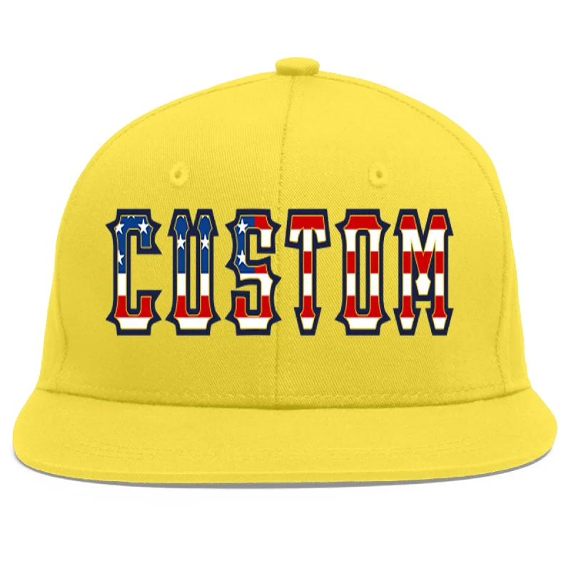 Custom Light Gold Vintage USA Flag-Gold Flat Eaves Sport Baseball Cap