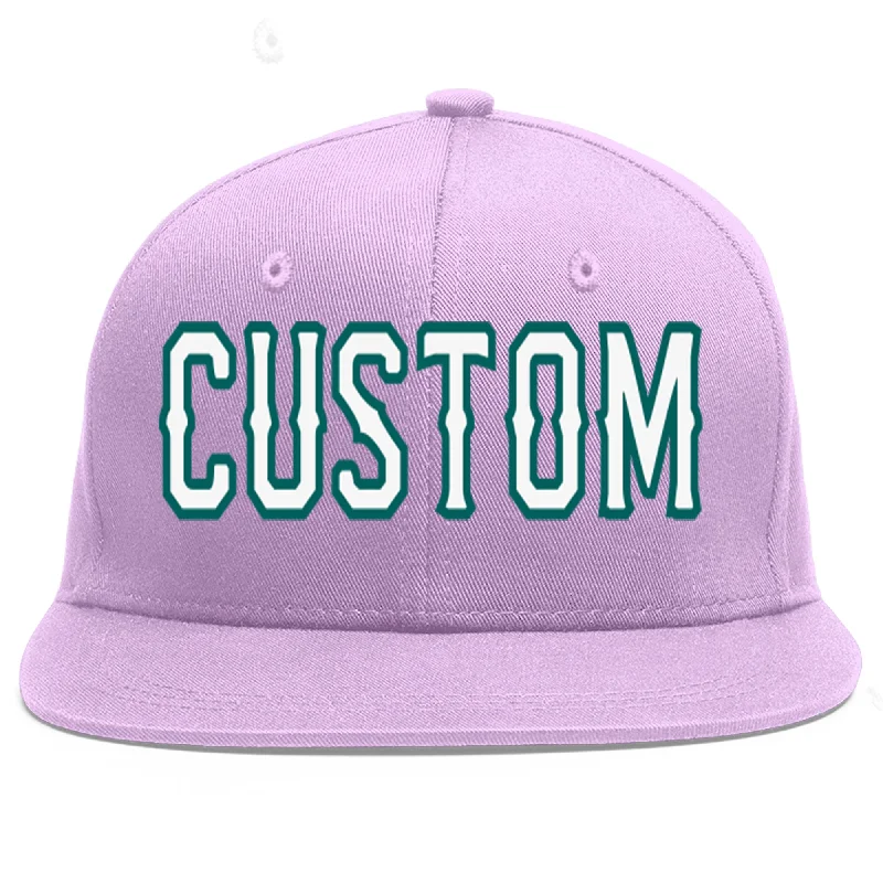 Custom Light Purple White-Aqua Flat Eaves Sport Baseball Cap