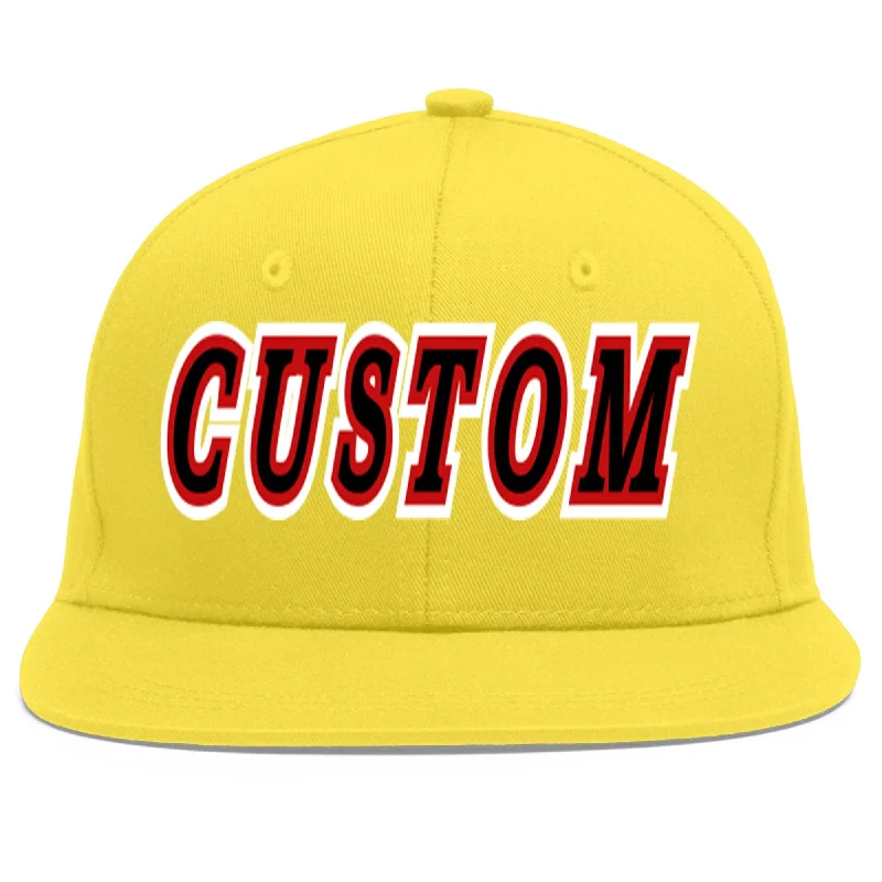 Custom Light Gold Black-Red Flat Eaves Sport Baseball Cap