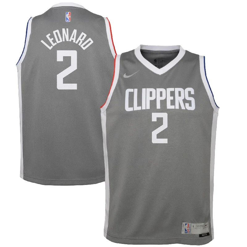 Kawhi Leonard La Clippers Youth 2020/21 Swingman Player Basketball Jersey Gray - Earned Edition