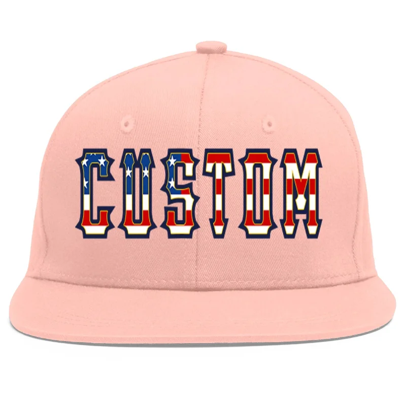 Custom Pink Vintage USA Flag-Gold Flat Eaves Sport Baseball Cap