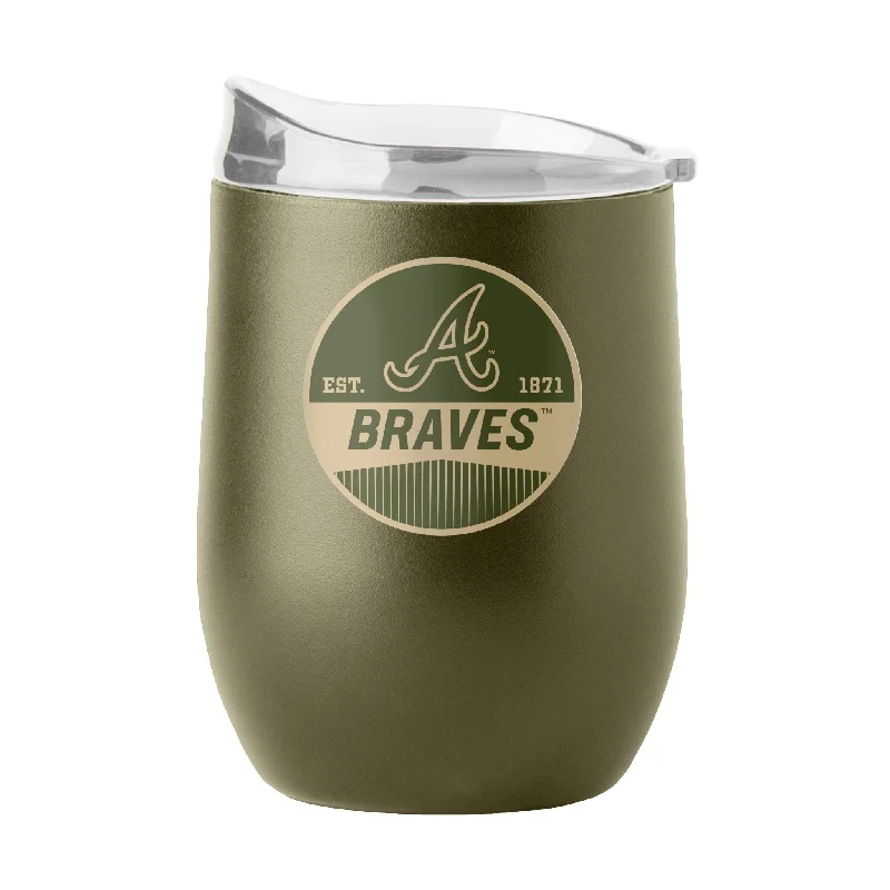 Atlanta Braves 16oz Badge Powder Coat Curved Beverage