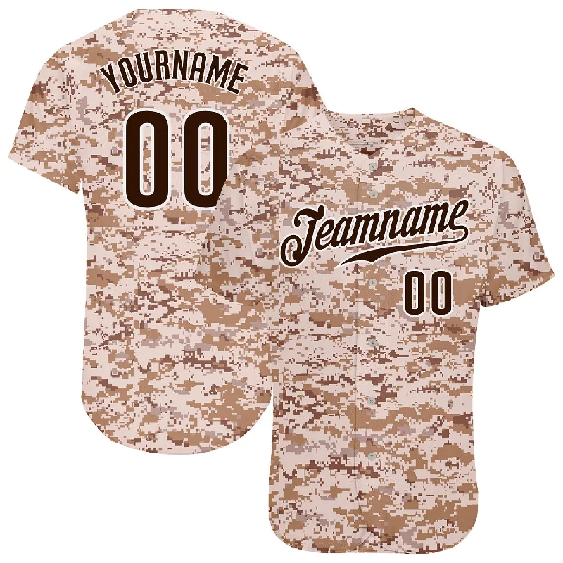 Custom Camo Brown-White Authentic Salute To Service Baseball Jersey