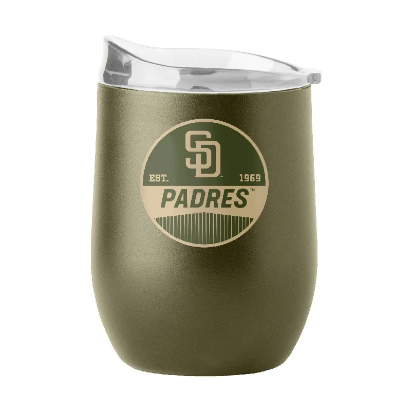 San Diego Padres 16oz Badge Powder Coat Curved Beverage