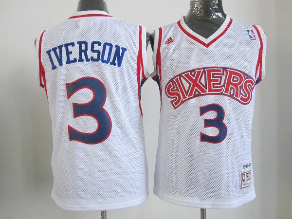 76ers 3 Iverson White Youth Basketball Jersey