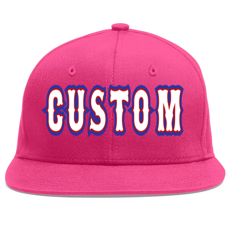 Custom Rose Red White-Red Flat Eaves Sport Baseball Cap