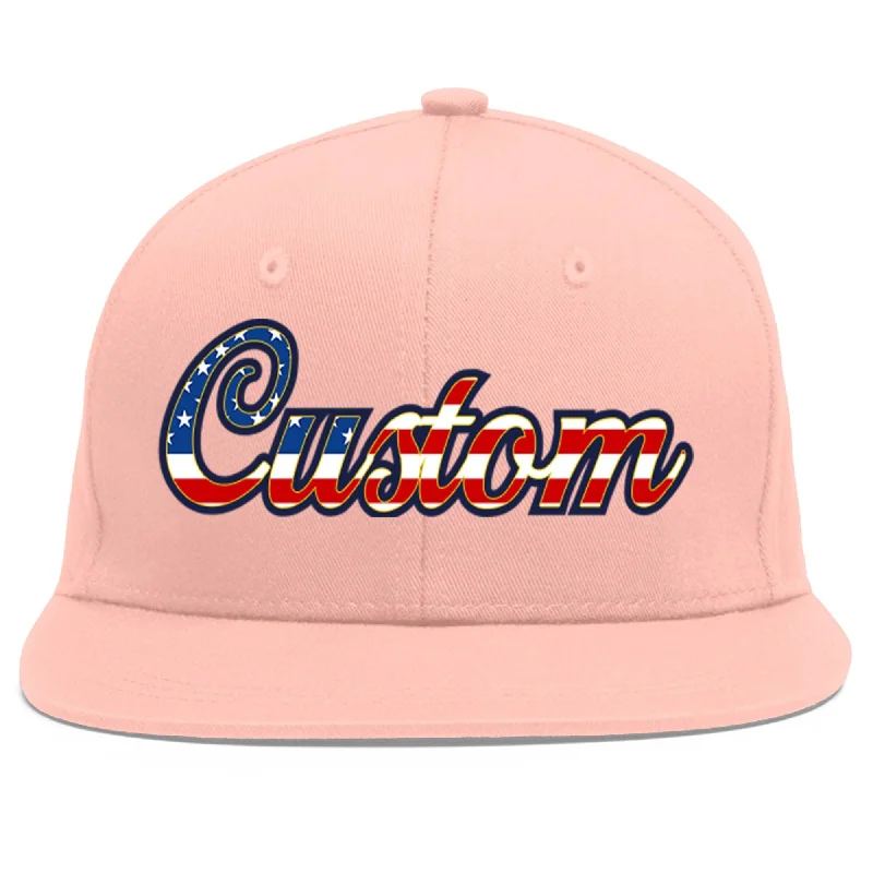 Custom Pink Vintage USA Flag-Gold Flat Eaves Sport Baseball Cap