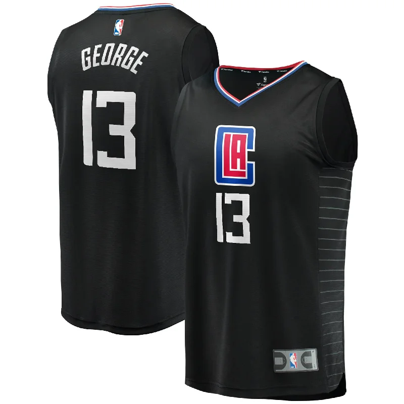 Paul George La Clippers Branded Youth 2020/21 Fast Break Player Basketball Jersey - Black - Statement Edition