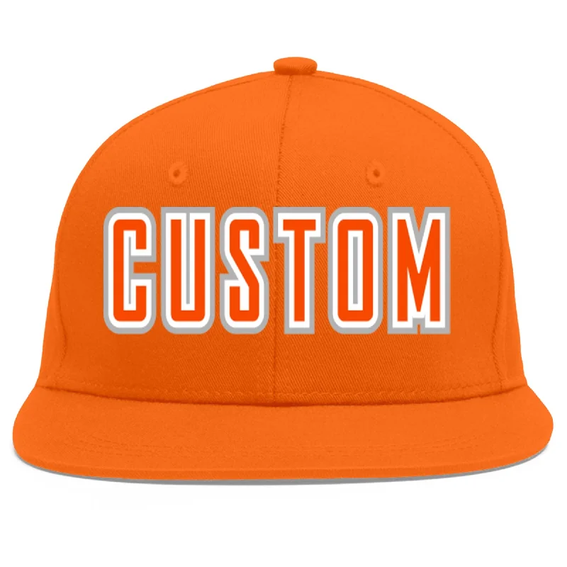 Custom Orange Orange-White Flat Eaves Sport Baseball Cap