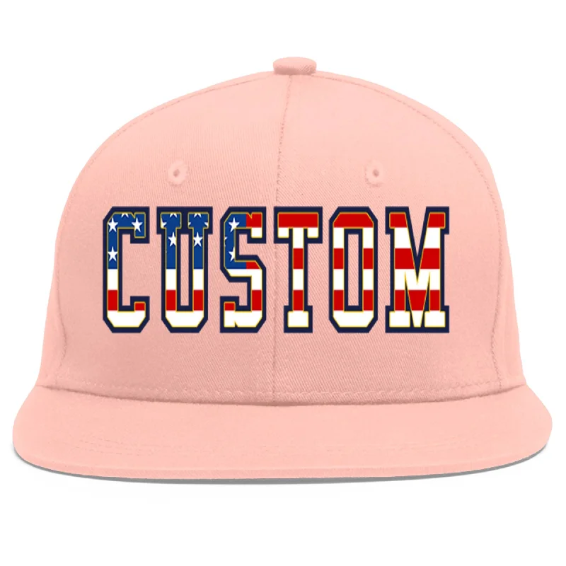 Custom Pink Vintage USA Flag-Gold Flat Eaves Sport Baseball Cap