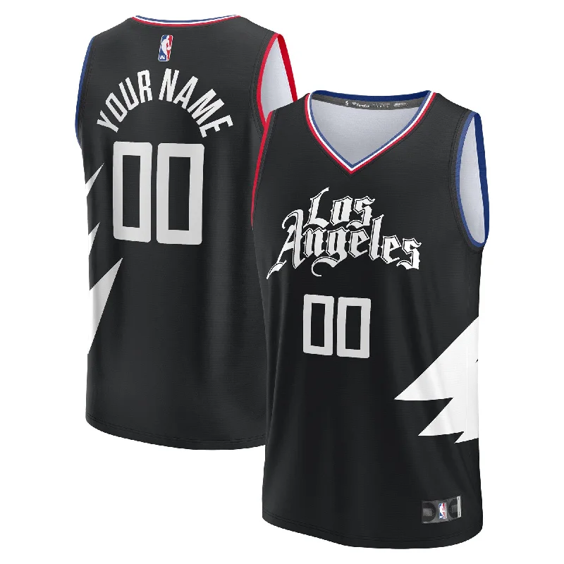 La Clippers Branded Youth Fast Break Custom Basketball Jersey - Statement Edition - Black