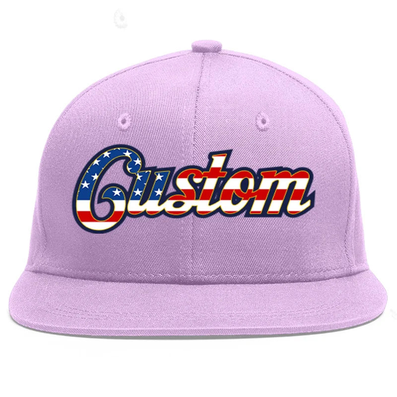 Custom Light Purple Vintage USA Flag-Gold Flat Eaves Sport Baseball Cap