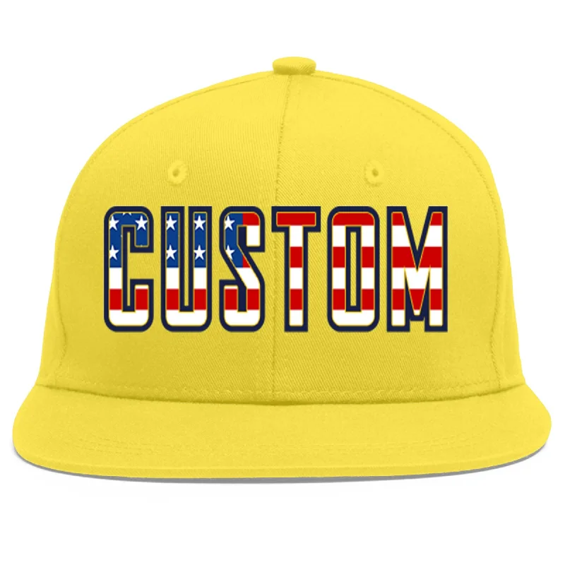 Custom Light Gold Vintage USA Flag-Gold Flat Eaves Sport Baseball Cap