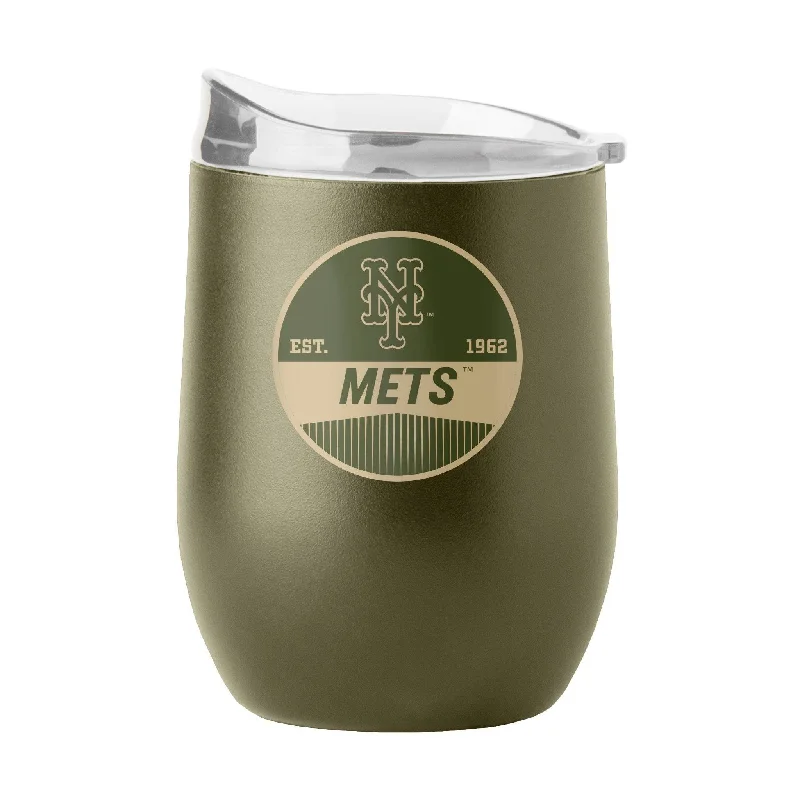 New York Mets 16oz Badge Powder Coat Curved Beverage