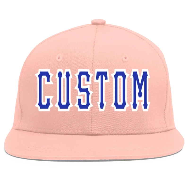 Custom Pink Royal-White Flat Eaves Sport Baseball Cap