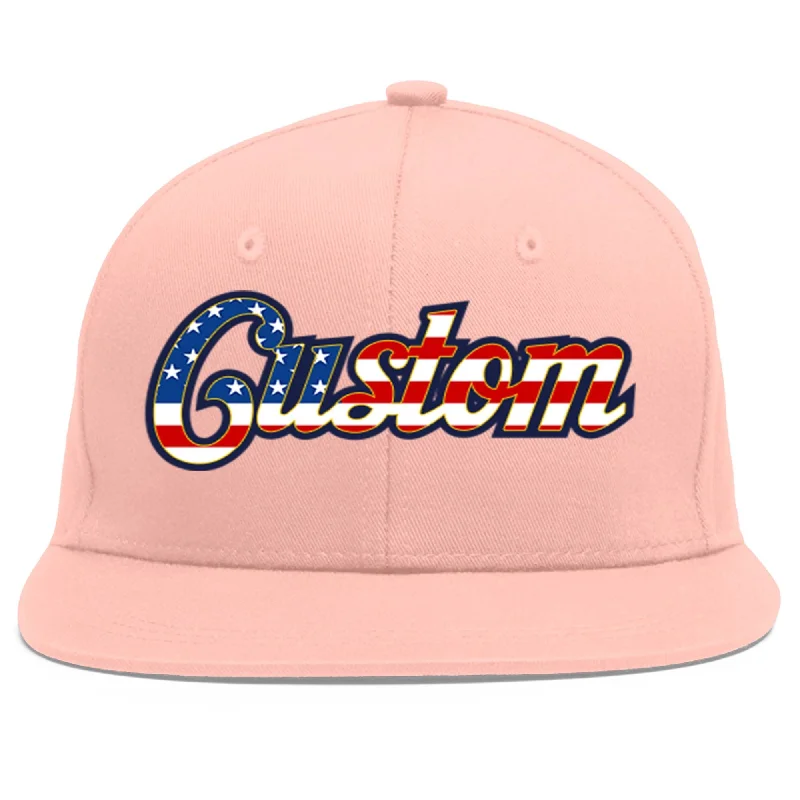 Custom Pink Vintage USA Flag-Gold Flat Eaves Sport Baseball Cap