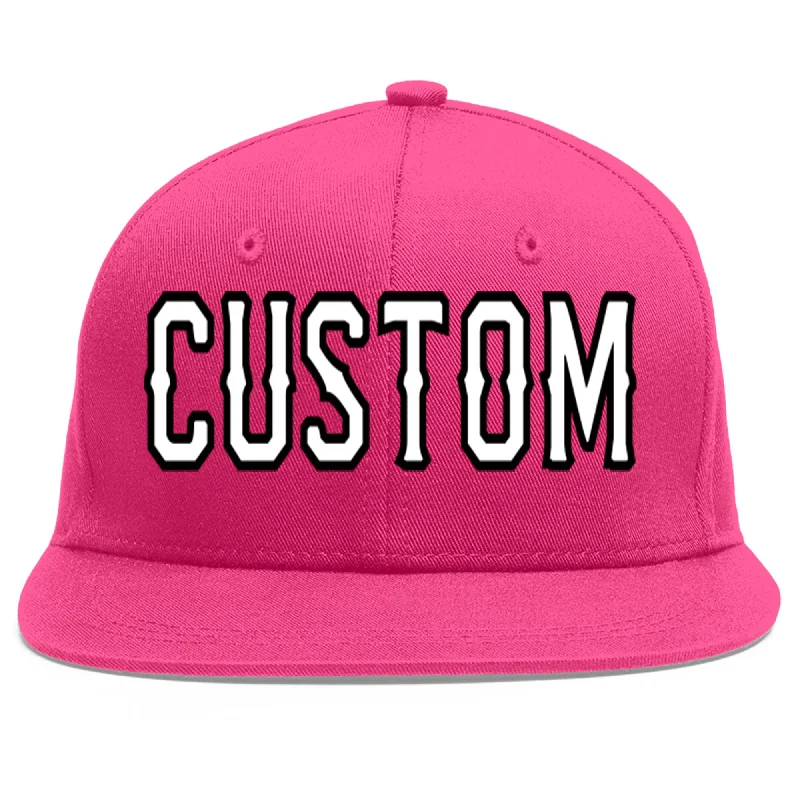 Custom Rose Red White-Black Flat Eaves Sport Baseball Cap