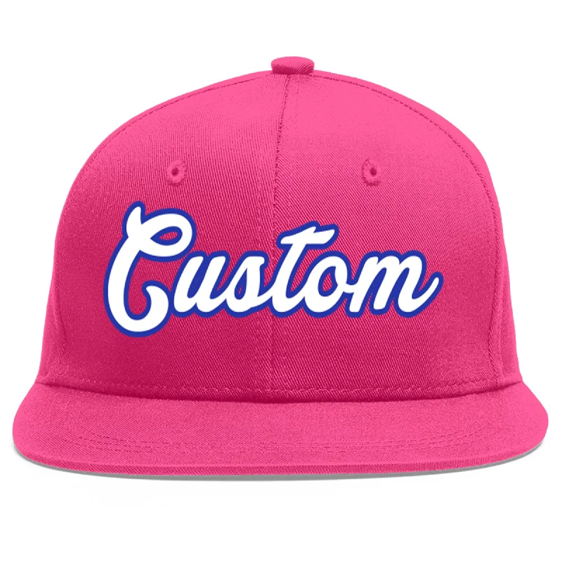 Custom Rose Red White-Royal Flat Eaves Sport Baseball Cap