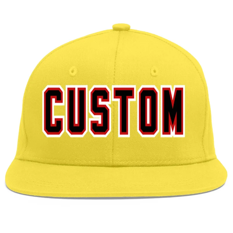 Custom Light Gold Black-Red Flat Eaves Sport Baseball Cap