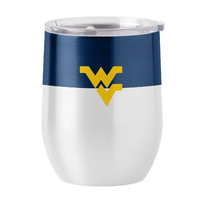 West Virginia Color Block 16 oz Stainless Curved Beverage