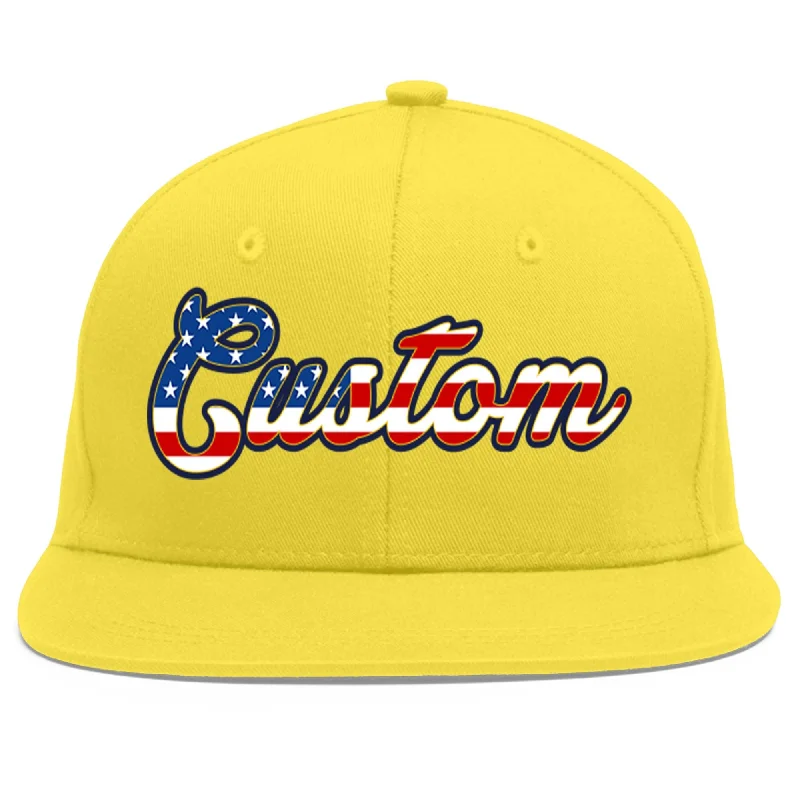 Custom Light Gold Vintage USA Flag-Gold Flat Eaves Sport Baseball Cap