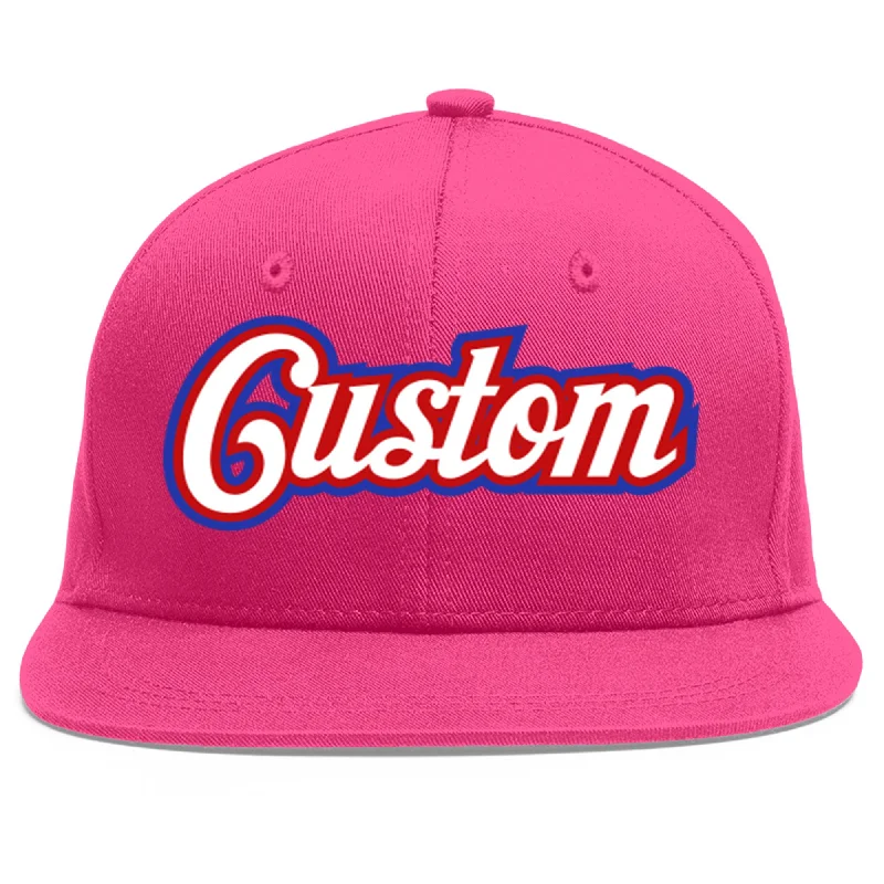 Custom Rose Red White-Red Flat Eaves Sport Baseball Cap