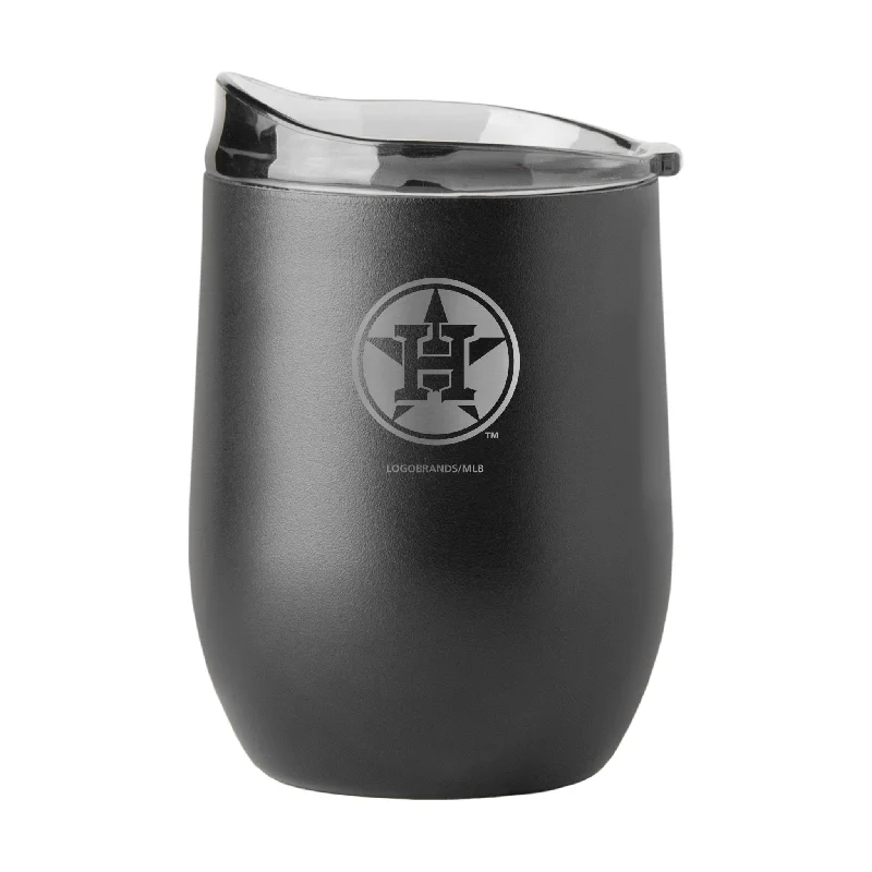 Houston Astros 16oz Etch Black Powder Coat Curved Beverage