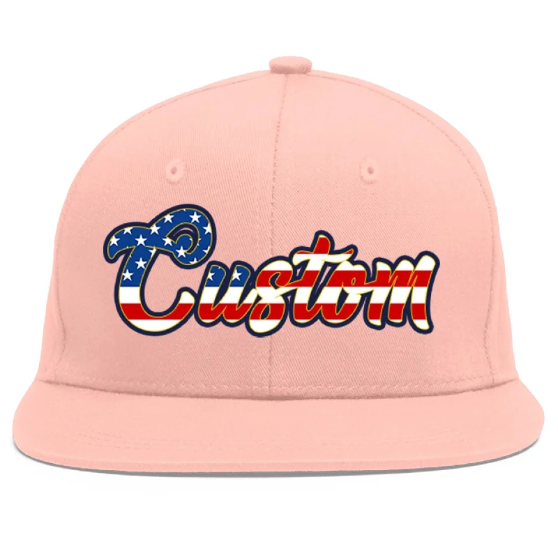 Custom Pink Vintage USA Flag-Gold Flat Eaves Sport Baseball Cap