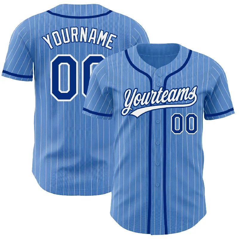 Custom Powder Blue White Pinstripe Royal Authentic Baseball Jersey